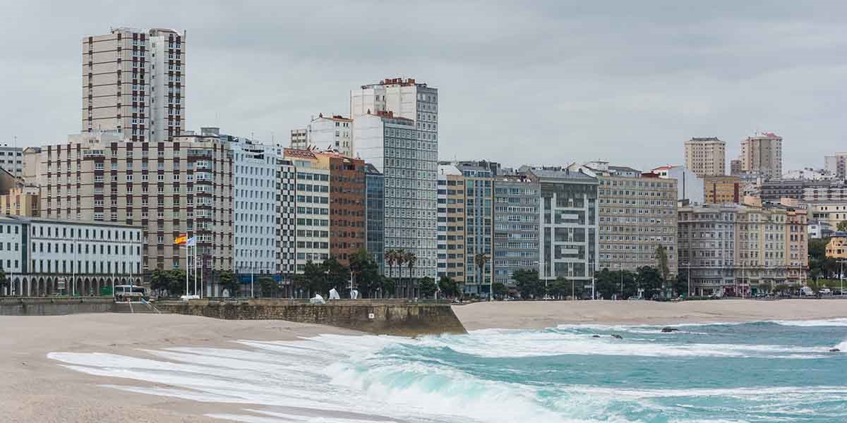 Stranden i La Coruña, Spanien