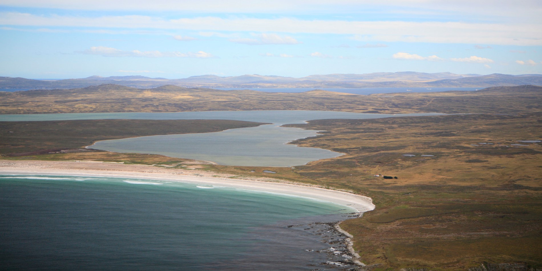 Utsikt över Falklandsöarna.